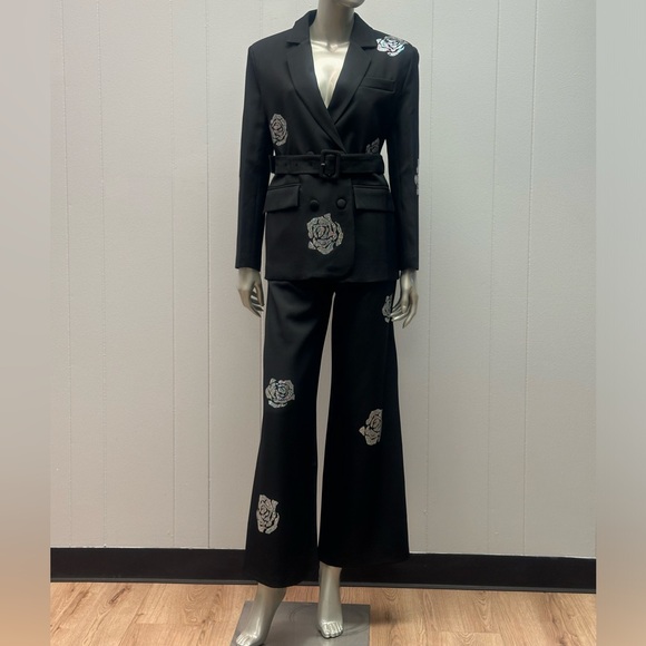 Flo Rho Black Rhinestone Detail 2pc Pants Suit - Picture 2 of 11